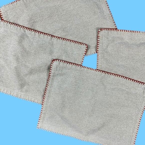 Boho Beige Fabric Placemats with Orange Details - Picture 2 of 4